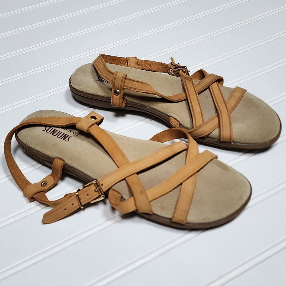 G.H. Bass & Co Sunjuns Margie Strappy Women's Leather Sandals Size 6.5W Tan